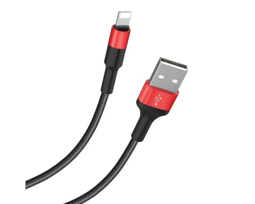 Кабель USB Lightning/ HOCO HC-80190 X26/ 1m/ 2A/ Нейлон/ Black&Red