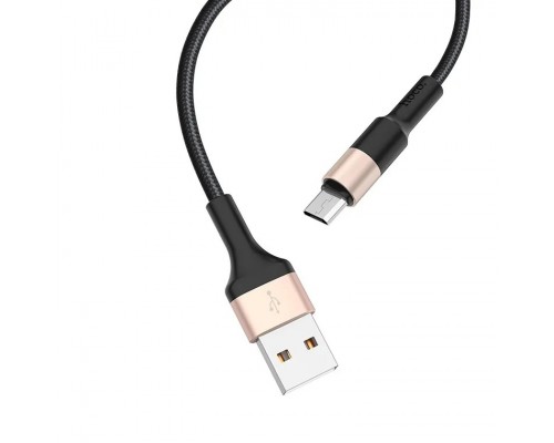 Кабель USB Micro/ HOCO HC-80213 X26/ 1m/ 2A/ Нейлон/ Black&Gold