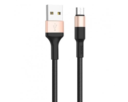 Кабель USB Micro/ HOCO HC-80213 X26/ 1m/ 2A/ Нейлон/ Black&Gold