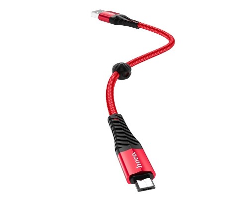 Кабель USB Micro/ HOCO HC-10550 X38/ 1m/ 2.4A/ Нейлон/ Red