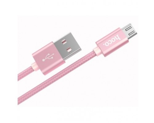 Кабель USB Micro/ HOCO HC-32212 X2/ 1m/ 2.4A/ Нейлон/ Rose Gold