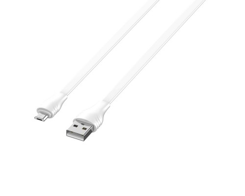 Кабель USB Micro/ LDNIO LS552/ 2m/ 2.1A/ медь: 86 жил/ Плоский/ White