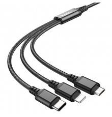 Кабель USB HOCO HC-67400 X76/ 3-in-1: Lightning+Micro+Type-C/ 1m/ 2A/ Black                                                                                                                                                                               