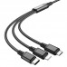 Кабель USB HOCO HC-67400 X76/ 3-in-1: Lightning+Micro+Type-C/ 1m/ 2A/ Black