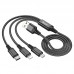 Кабель USB HOCO HC-67400 X76/ 3-in-1: Lightning+Micro+Type-C/ 1m/ 2A/ Black