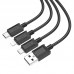 Кабель USB HOCO HC-67363 X74/ 3-in-1: Lightning+Micro+Type-C/ 1m/ 2A/ Black