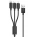 Кабель USB HOCO HC-67363 X74/ 3-in-1: Lightning+Micro+Type-C/ 1m/ 2A/ Black