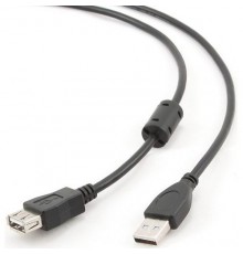 Кабель удлинитель Filum USB 2.0 Pro, 1.8 м., ферритовое кольцо,  черный, разъемы: USB A male-USB A female, пакет.                                                                                                                                         
