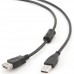 Кабель удлинитель Filum USB 2.0 Pro, 1.8 м., ферритовое кольцо,  черный, разъемы: USB A male-USB A female, пакет.