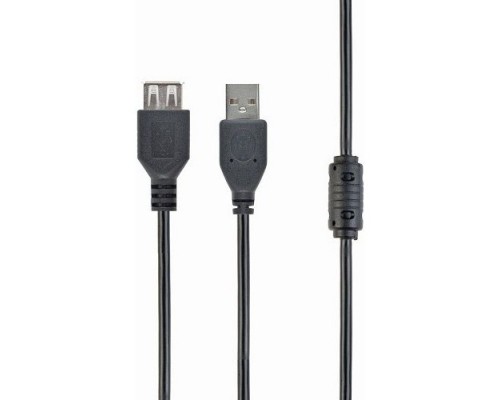 Кабель удлинитель Filum USB 2.0 Pro, 1.8 м., ферритовое кольцо,  черный, разъемы: USB A male-USB A female, пакет.