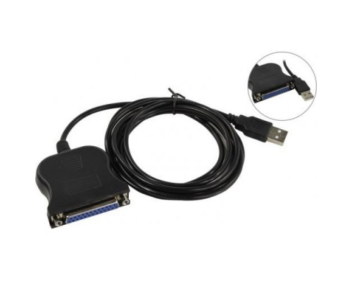 Кабель-адаптер USB Am to LPT DB25F (доп.порт LPT в систему), длина 1.8м, крепеж разъема - гайки ORIENT ULB-225N18