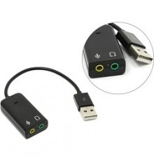 Переходник ORIENT Адаптер с кабелем AU-01S, USB to Audio, 2 x jack 3.5 mm для подключения гарнитуры к порту USB, черный                                                                                                                                   