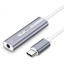 ORIENT AU-05PL, Адаптер USB to Audio (звуковая карта), jack 3.5 mm (4-pole) для подключения телефонной гарнитуры к порту USB Type-C, кнопки: громкость +/-, играть/пауза/вперед/назад; Windows/Linux/MAC                                                  