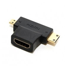 Переходник micro HDMI  (BM) + mini HDMI (M) -) HDMI (F), 5bites (HH1805FM-T)                                                                                                                                                                              