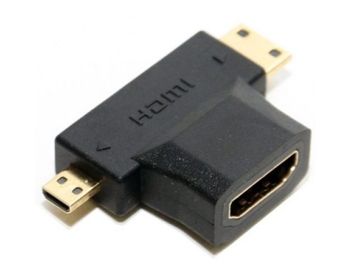 Переходник micro HDMI  (BM) + mini HDMI (M) -) HDMI (F), 5bites (HH1805FM-T)