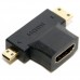 Переходник micro HDMI  (BM) + mini HDMI (M) -) HDMI (F), 5bites (HH1805FM-T)
