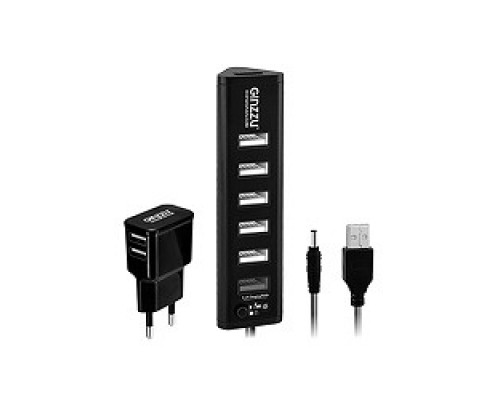 Разветвитель USB HUB GR-315UAB Ginzzu USB 3.0/2.0, 7 port(1xUSB3.0+6xUSB2.0)+adp