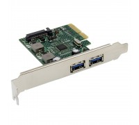 Контроллер ORIENT AM-U3142PE-2A, PCI-Ex4 v3.0, USB 3.2 Gen2, 2-port ext Type-A, ASM3142 chipset, разъем доп.питания, в комплекте LP планка крепления (31273)                                                                                              