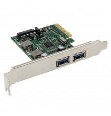 Контроллер ORIENT AM-U3142PE-2A, PCI-Ex4 v3.0, USB 3.2 Gen2, 2-port ext Type-A, ASM3142 chipset, разъем доп.питания, в комплекте LP планка крепления (31273)                                                                                              