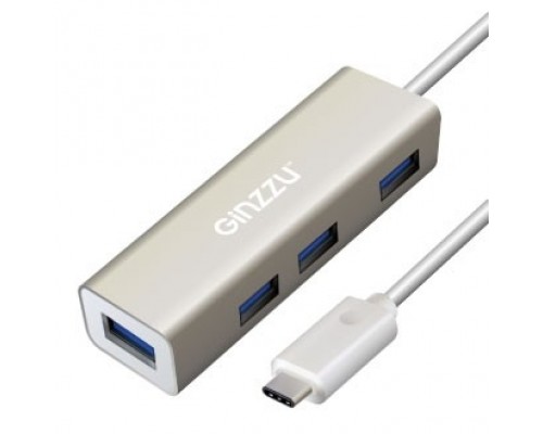 Концентратор 4-х портовый Ginzzu USB 3.0 OTG Type C в алюминиевом корпусе GR-518UB