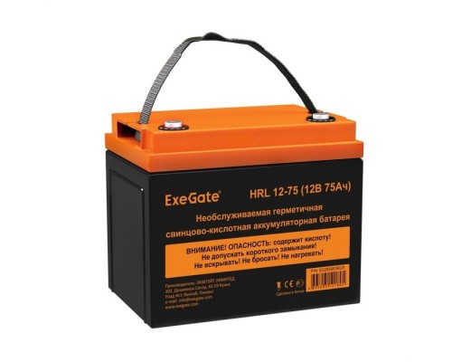 Аккумуляторная батарея ExeGate EX285653RUS HRL 12-75 (12V 75Ah, под болт М6)