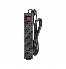 Сетевой фильтр CBR CSF 2505-1.8 Black PC, 5 евророзеток, длина кабеля 1,8 метра, цвет чёрный (пакет)                                                                                                                                                      