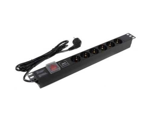 Блок розеток горизонтальный ExeGate ServerPro PDU-19H608 Al-6S-EU2-SW-SPD1, 19