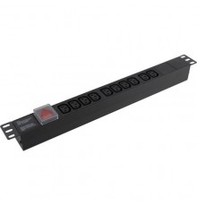 Блок розеток горизонтальный ExeGate ServerPro PDU-19H001 Al-10С13-C14-SW, 1U, Алюминий, 10 IEC 320 C13, С14, выкл. с подсветкой, черный                                                                                                                   