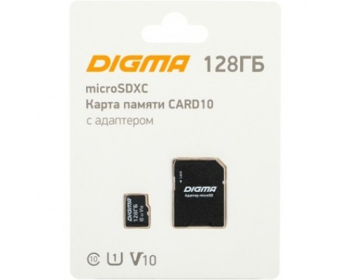 Карта памяти 128Gb MicroSD Digma + SD адаптер (DGFCA128A01)