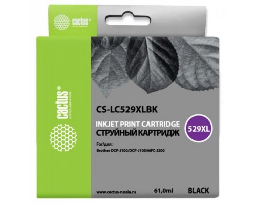 Картридж струйный Cactus CS-LC529XLBK