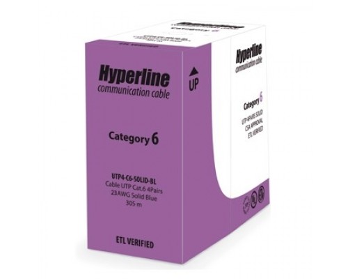 Кабель Hyperline UUTP4-C6-S23-IN-PVC-BL-305