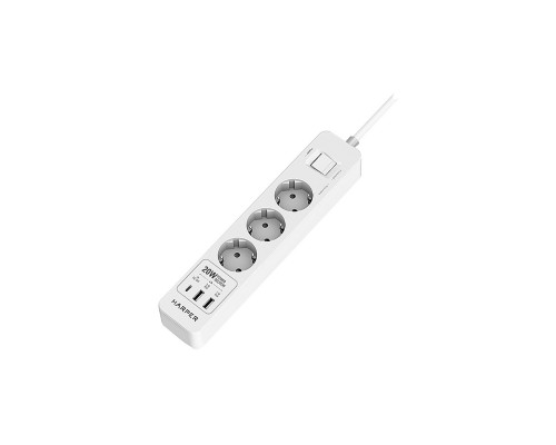 Сетевой фильтр с USB зарядкой UCH-430 White PD3.0