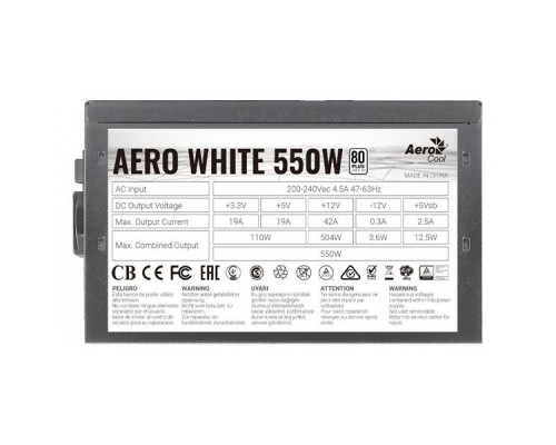 Блок питания Aerocool ATX 550W AERO WHITE 550