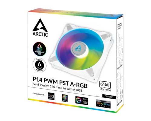 Система охлаждения ARCTIC P14 PWM PST A-RGB 0dB (White) (ACFAN00276A)