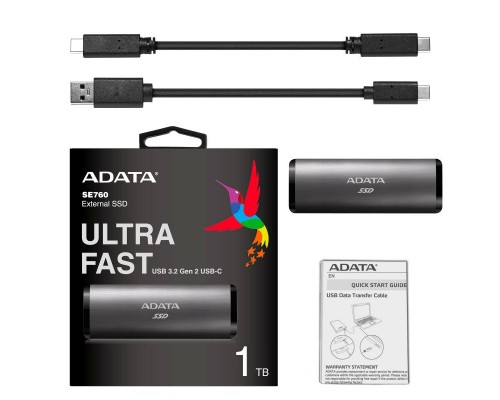 Внешний SSD USB 3.2 Gen 2 Type-C ADATA ASE760-512GU32G2-CTI