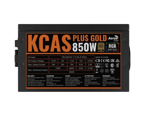 Блок питания 850W AeroCool KCAS PLUS Gold 850W