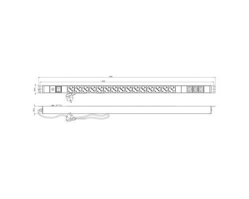 Сетевой фильтр Hyperline SHE-15SH-3IEC-SF-2.5EU