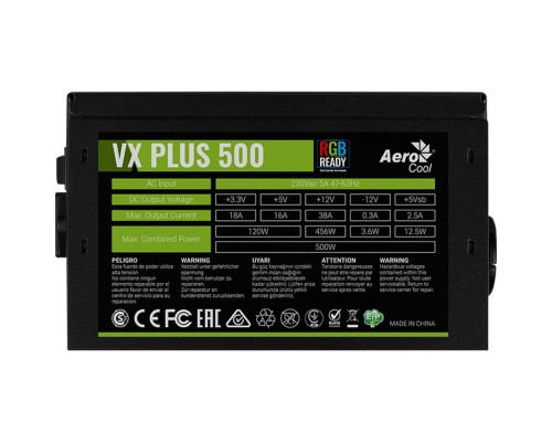 Блок питания AeroCool VX Plus 500 RGB 4718009152687