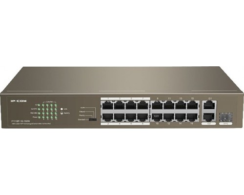 Коммутатор неуправляемый PoE IP-COM F1118P-16-150W Коммутатор неуправляемый PoE IP-COM F1118P-16-150W