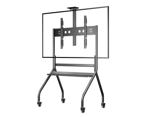 Напольная мобильная стойка для ТВ ONKRON TS2080-B 60-120 дюймов черная с полкой и регулировкой высоты VESA 200x200 300x300 400x400 600x400 до 150 кг