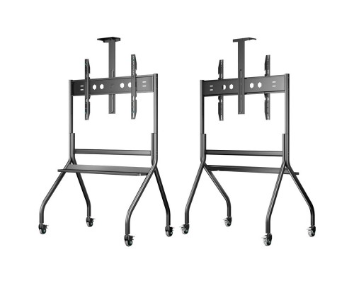 Напольная мобильная стойка для ТВ ONKRON TS2080-B 60-120 дюймов черная с полкой и регулировкой высоты VESA 200x200 300x300 400x400 600x400 до 150 кг