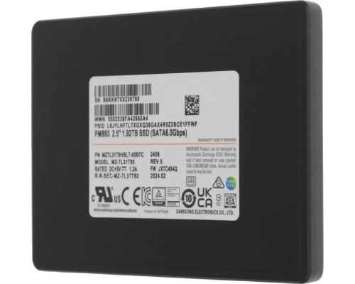 Накопитель SSD Samsung PM893 1.92TB MZ7L31T9HBLT-00B7C