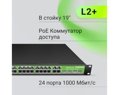 Коммутатор управляемый Digma DSP724G-4C-R300 (L2+)
