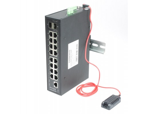 Промышленный управляемый (L2+) HiPoE коммутатор Osnovo SW-81602/ILS(Port 90W, 600W)