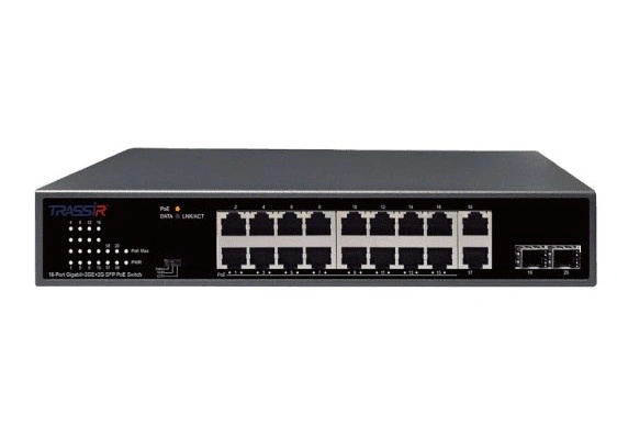 Неуправляемый коммутатор TRASSIR с 16 PoE портами TR-NS14202S-185-16POE                                                                                                                                                                                   